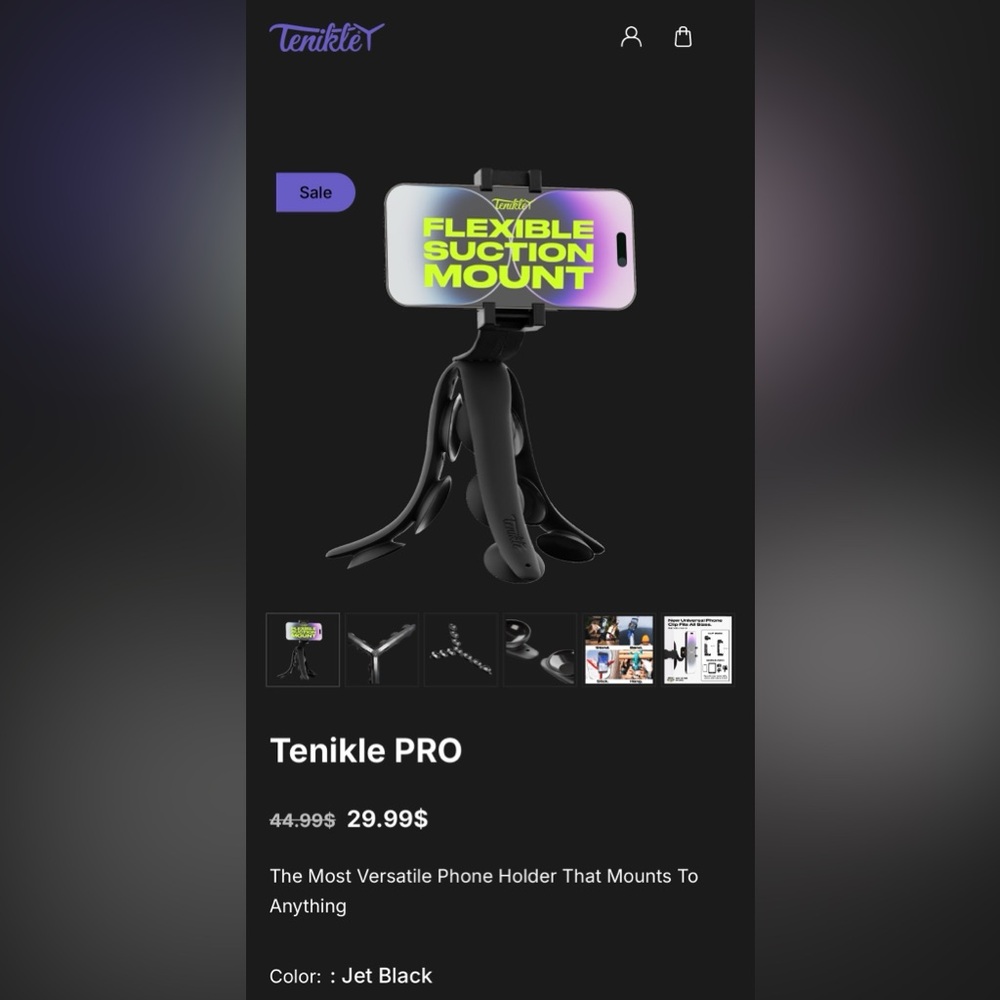 Tenikle Flexible Suction Mount - Black